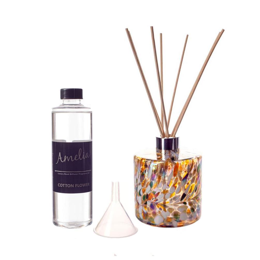 Amelia Art Glass Gold, Brown & White Cylinder Reed Diffuser Gift Set  £37.79